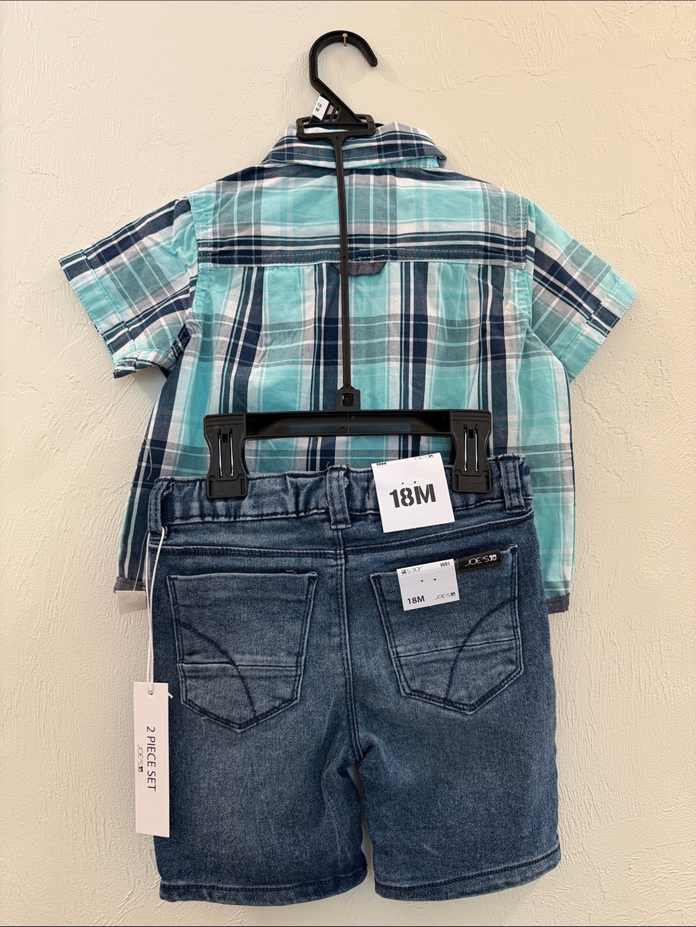 Joe's 2-Piece Teal Plaid Shirt Set for 18M - Picture 5 of 6